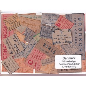 Danmark Rationeringsmrker 1. Verdens Krig 50 Stk.