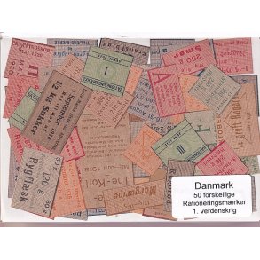 Danmark Rationeringsmrker 1. Verdens Krig 50 Stk.