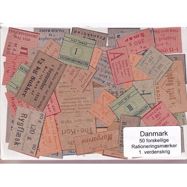 Danmark Rationeringsmrker 1. Verdens Krig 50 Stk.