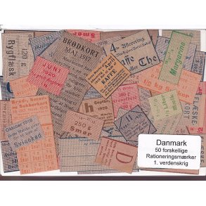 Danmark Rationeringsmrker 1. Verdens Krig 50 Stk.