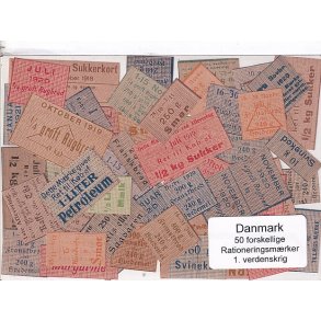 Danmark Rationeringsmrker 1. Verdens Krig 50 Stk.