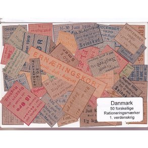 Danmark Rationeringsmrker 1. Verdens Krig 50 Stk.