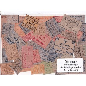 Danmark Rationeringsmrker 1. Verdens Krig 50 Stk.