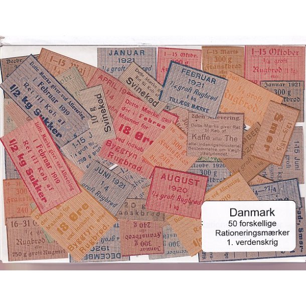 Danmark Rationeringsmrker 1. V.Krig 50 Stk.