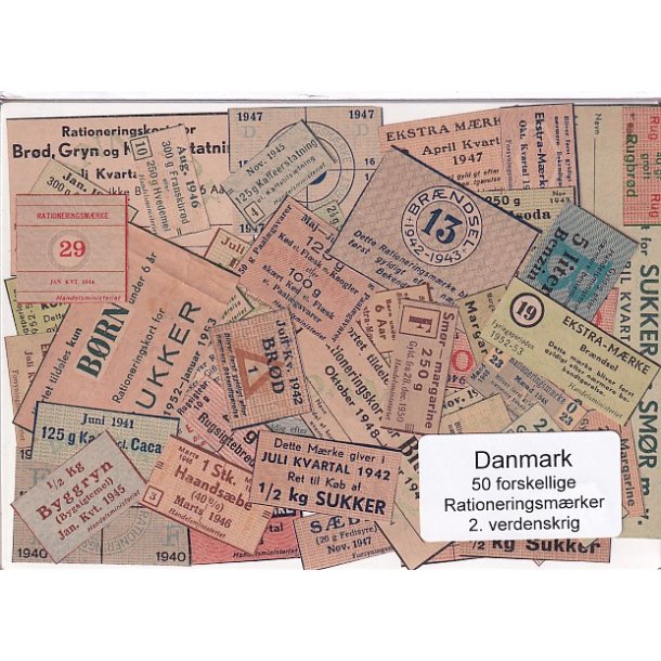 Danmark Rationeringsmrker  - 2. Verdens Krig 50 stk.