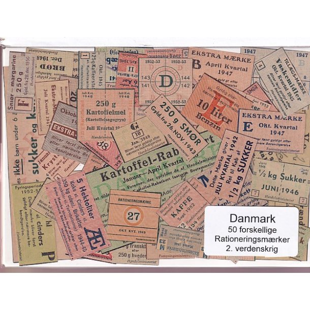 Danmark Rationeringsmrker  - 2. Verdens Krig 50 stk.