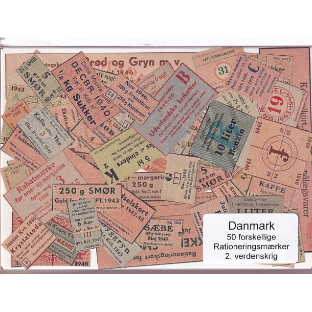 Danmark Rationeringsmrker  - 2. Verdens Krig 50 stk.