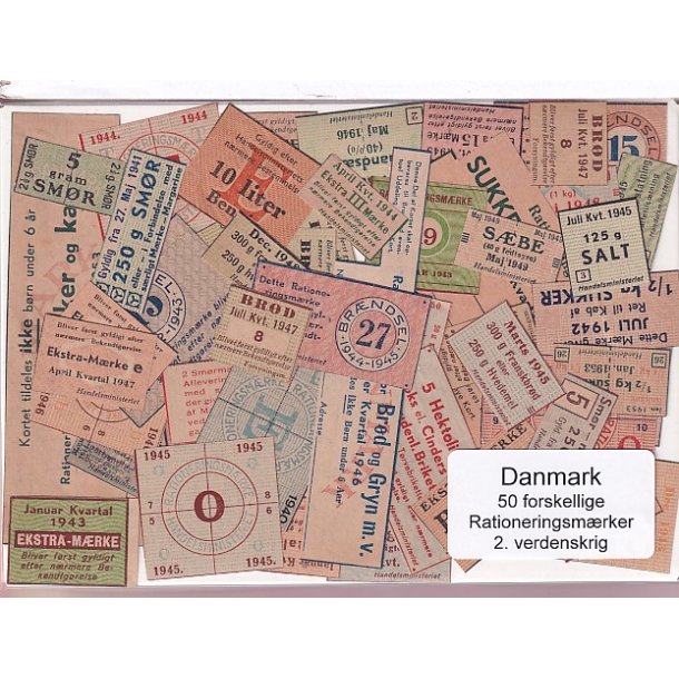 Danmark Rationeringsmrker  - 2. Verdens Krig 50 stk.