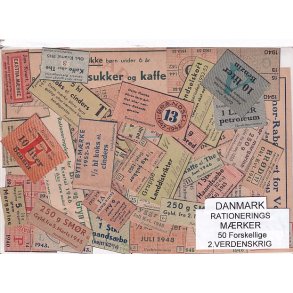 Danmark Rationeringsmrker  - 2. Verdens Krig 50 stk.