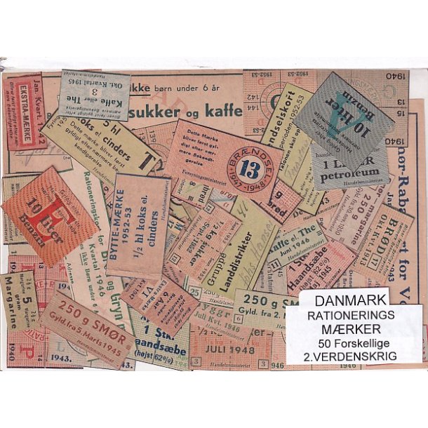 Danmark Rationeringsmrker  - 2. Verdens Krig 50 stk.