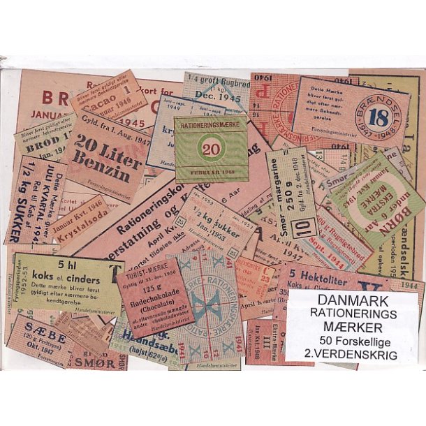 Danmark Rationeringsmrker  - 2. Verdens Krig 50 stk.