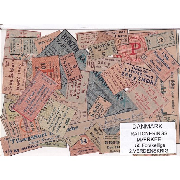 Danmark Rationeringsmrker  - 2. Verdens Krig 50 stk.