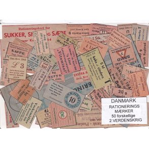 Danmark Rationeringsmrker  - 2. Verdens Krig 50 stk.