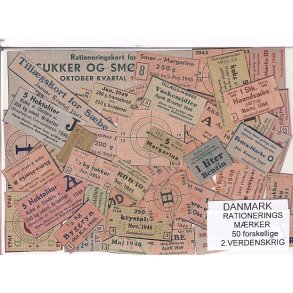 Danmark Rationeringsmrker  - 2. Verdens Krig 50 stk.