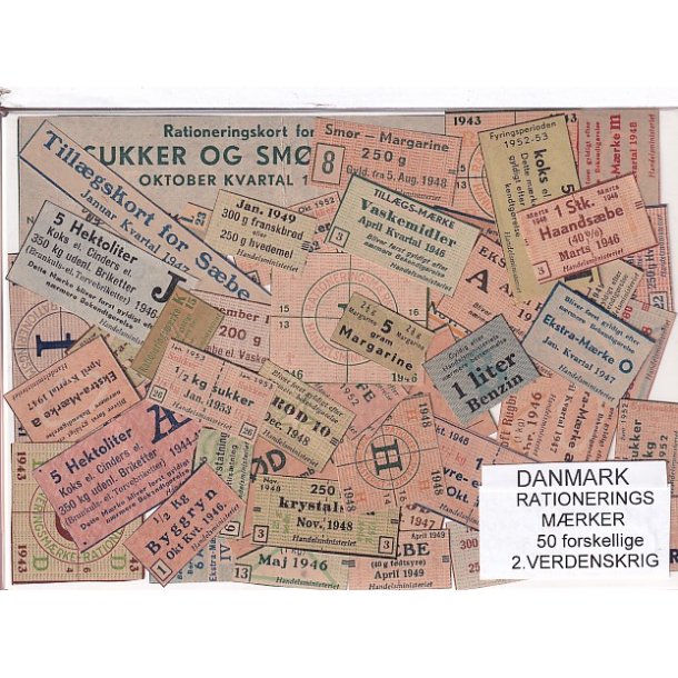 Danmark Rationeringsmrker  - 2. Verdens Krig 50 stk.
