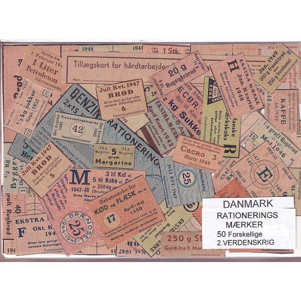 Danmark Rationeringsmrker  - 2. Verdens Krig 50 stk.