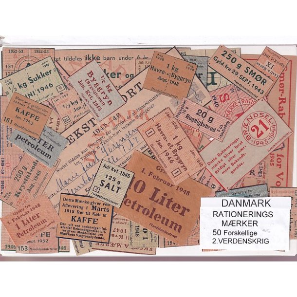 Danmark Rationeringsmrker  - 2. Verdens Krig 50 stk.