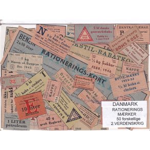 Danmark Rationeringsmrker  - 2. Verdens Krig 50 stk.