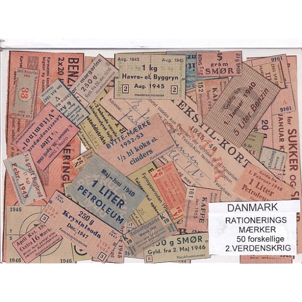 Danmark Rationeringsmrker  - 2. Verdens Krig 50 stk.