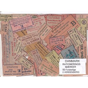 Danmark Rationeringsmrker  - 2. Verdens Krig 50 stk.