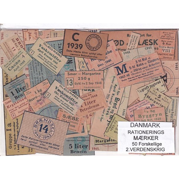 Danmark Rationeringsmrker  - 2. Verdens Krig 50 stk.