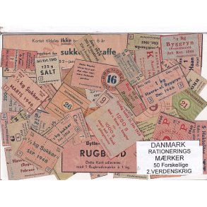 Danmark Rationeringsmrker  - 2. Verdens Krig 50 stk.