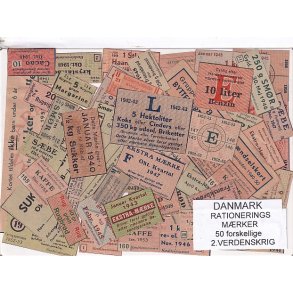 Danmark Rationeringsmrker  - 2. Verdens Krig 50 stk.