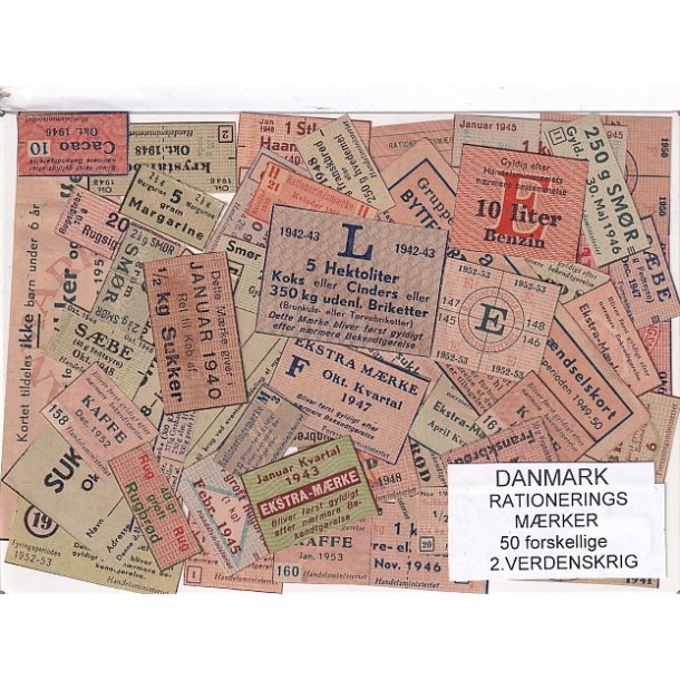 Danmark Rationeringsmrker  - 2. Verdens Krig 50 stk.