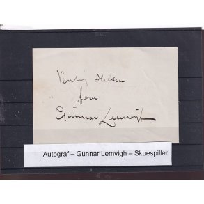 Autograf - Gunnar Lemvigh - Skuespiller