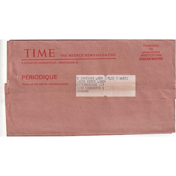 Korsbnd - Brugt 7 - 3 - 1972 - Fra Amsterdam til Kbenhavn - Danmark