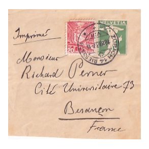 Helagskorsbnd (Forside) - Fra Schweitz til Frankrig  - Brugt 10 - 8 - 1937 - 