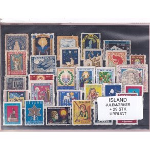 Island - Julemrker - Thorvaldsen Foreningen - 29 Stk. - Ubrugt