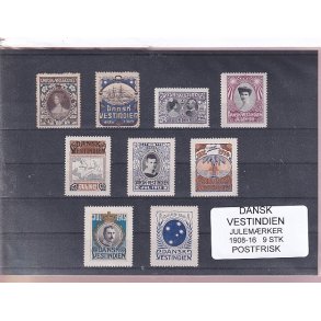 Dansk Vestindien - Julemrker 1908 - 16 - 9 stk. - Postfrisk