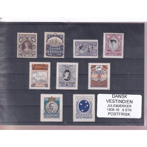 Dansk Vestindien - Julemrker 1908 - 16 - 9 stk. - Postfrisk