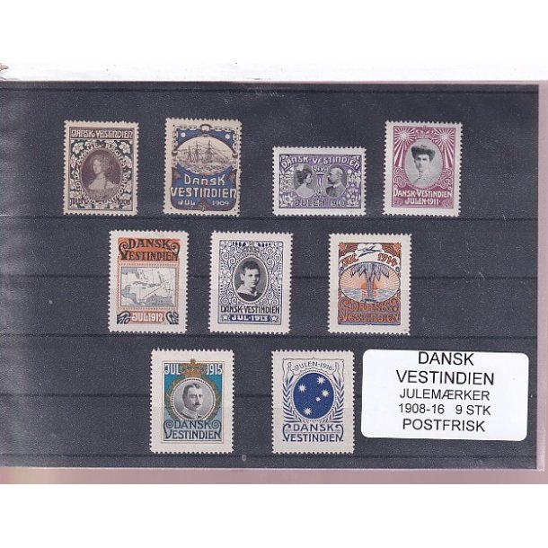 Dansk Vestindien - Julemrker 1908 - 16 - 9 stk. - Postfrisk