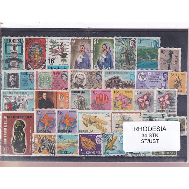 Rhodesia Samling - 34 Stk. - Stemplet/Ustemplet