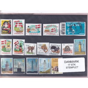 Danmark - 17 Stk nye enkeltmrker - Stemplet