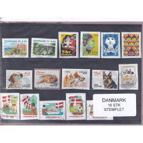 Danmark - 16 Stk nye enkeltmrker - Stemplet