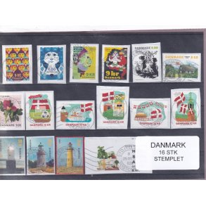 Danmark - 16 Stk nye enkeltmrker - Stemplet