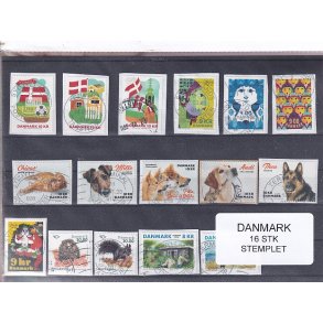 Danmark - 16 Stk nye enkeltmrker - Stemplet