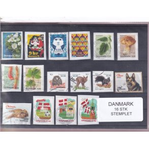 Danmark - 16 Stk nye enkeltmrker - Stemplet