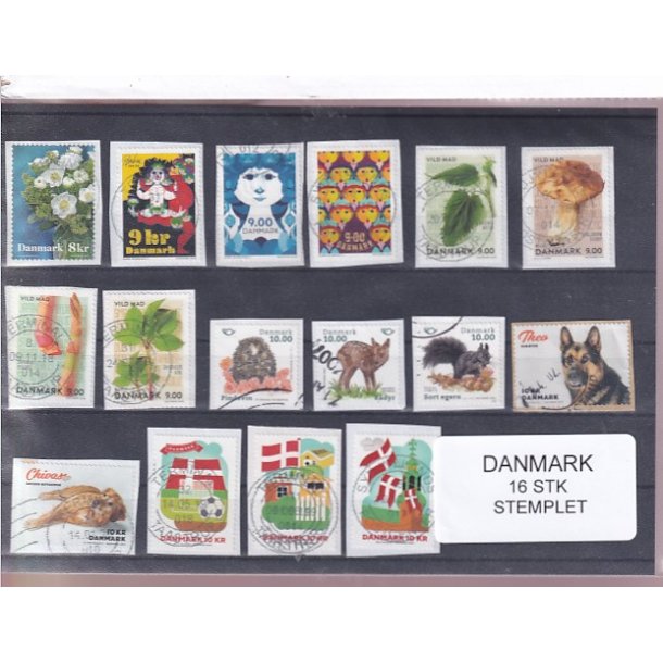 Danmark - 16 Stk nye enkeltmrker - Stemplet
