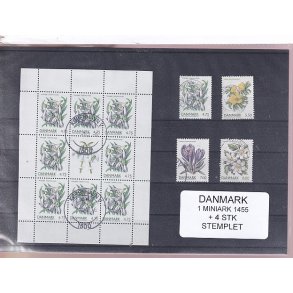 Danmark - Miniark 1455  + enkeltmrker - Stemplet