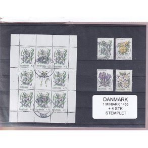 Danmark - Miniark 1455  + enkeltmrker - Stemplet
