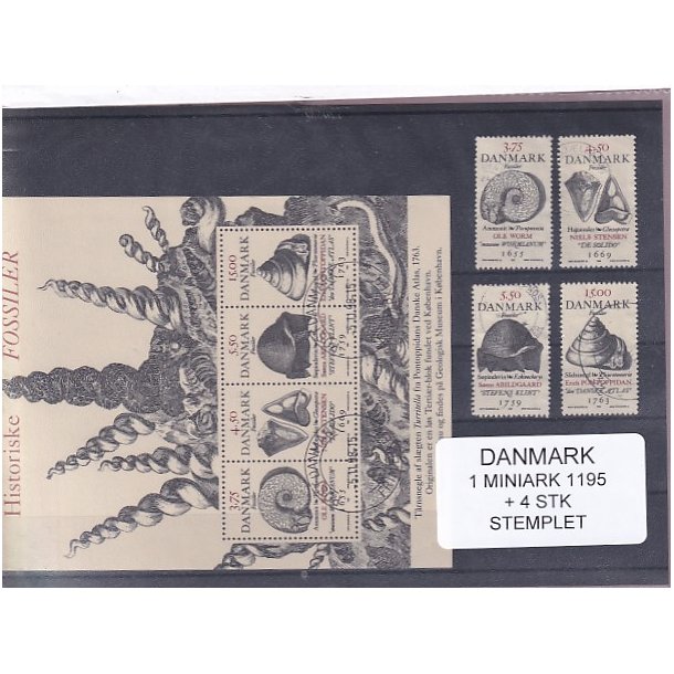 Danmark - Miniark 1195  + enkeltmrker - Stemplet