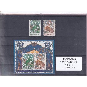 Danmark - Miniark 1206  + enkeltmrker - Stemplet