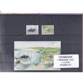 Danmark - Miniark 1231  + enkeltmrker - Stemplet