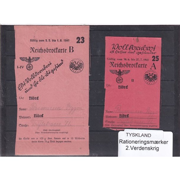 Tyskland - Rationeringsmrker - 2. Verdenskrig 
