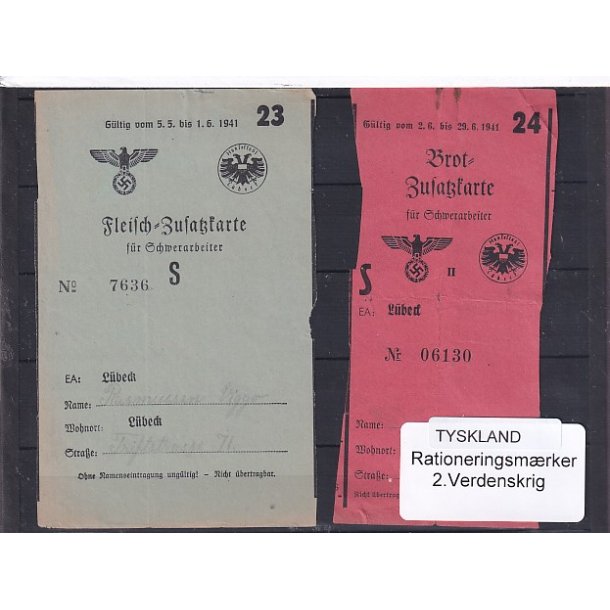 Tyskland - Rationeringsmrker - 2. Verdenskrig 