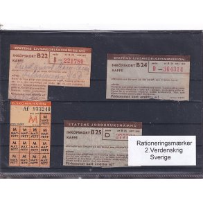 Rationeringsmrker - 2. Verdenskrig - Sverige